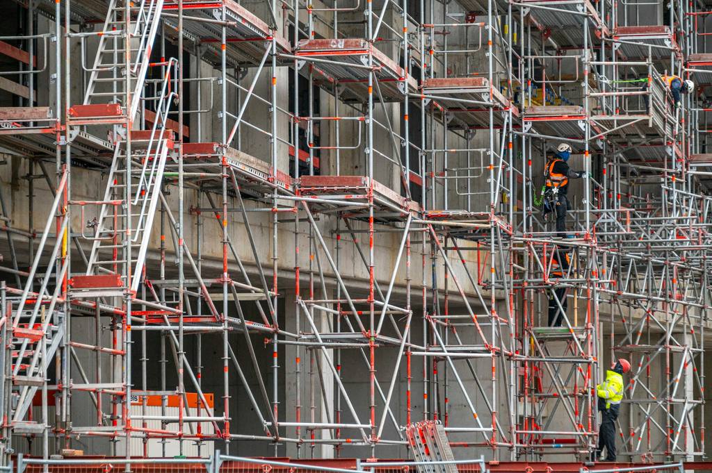 Scaffold tube frame and connections, used as supporting imagery on the contact page.